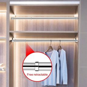 img 3 attached to 👗 Efficient Closet Organization: Stainless Steel Adjustable Closet Rod 30-48 Inch - Perfect for Wardrobe, Curtain, and Clothes Management