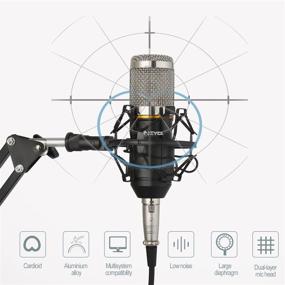 img 1 attached to 🎙️ ZINGYOU BM-800 Конденсаторный микрофон: Полный комплект для записи с регулируемым кронштейном для микрофона, ударопрочным креплением и двухслойным поп-фильтром для студийной записи и вещания