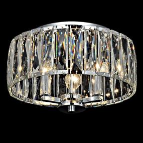 img 3 attached to 💡 Modern 3-Light Crystal Ceiling Light, 13-Inch Drum Flush Mount Close to Ceiling Fixture for Living Room, Chrome Finish Lamp for Closet, Dining Room, Bedroom, Hallway, Entryway - KARMIQI