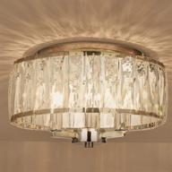 💡 modern 3-light crystal ceiling light, 13-inch drum flush mount close to ceiling fixture for living room, chrome finish lamp for closet, dining room, bedroom, hallway, entryway - karmiqi logo