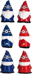 img 2 attached to Bico Handpainted Red and Blue Christmas Gnome Salt and Pepper Shaker Set - Dishwasher Safe