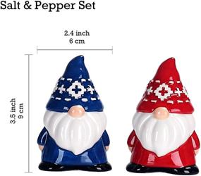 img 3 attached to Bico Handpainted Red and Blue Christmas Gnome Salt and Pepper Shaker Set - Dishwasher Safe