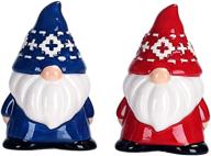 bico handpainted red and blue christmas gnome salt and pepper shaker set - dishwasher safe logo