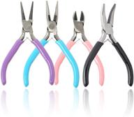 💎 4-piece jewelry pliers set for jewelry making: includes needle nose, chain nose, round nose pliers, wire cutters, and bent nose pliers for beading repair, wire wrapping, and diy crafts logo