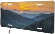 🌲 beabes smoky mountains front license plate cover - stunning sunlit trees and scenic nature landscape décor for cars logo