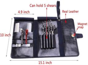 img 3 attached to Black Genuine Leather Scissor Pouch Holster for 👜 Hairdressers, Salon Stylists, and Barbers, Shear Hairdressing Holder Case Bag