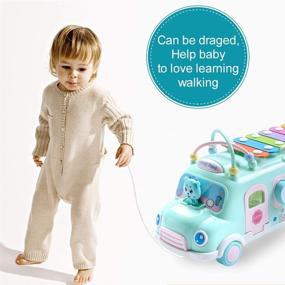 img 1 attached to Интеллектуальный игрушечный автобус EFOSHM для детей: головоломки, музыка и образовательные подарки для малышей, младенцев, дошкольников - синий