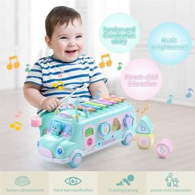 img 3 attached to EFOSHM Intellectual School Bus Baby Toy: Shape Puzzles, Music & Educational Gifts for Baby, Toddler, Preschooler - Blue