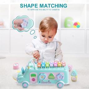 img 2 attached to Интеллектуальный игрушечный автобус EFOSHM для детей: головоломки, музыка и образовательные подарки для малышей, младенцев, дошкольников - синий
