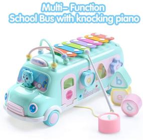 img 4 attached to Интеллектуальный игрушечный автобус EFOSHM для детей: головоломки, музыка и образовательные подарки для малышей, младенцев, дошкольников - синий