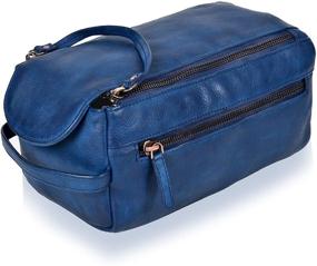 img 4 attached to 🧳 Stylish Leather Shaving Bags: The Ultimate Travel Toiletry Kit for Men