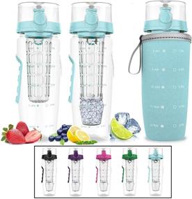 img 4 attached to Bevgo Fruit Infuser Water Bottle – 32oz - Hydration Tracker with Timeline – Removable Ice Gel Ball and Flip Top Lid