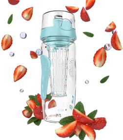 img 2 attached to Bevgo Fruit Infuser Water Bottle – 32oz - Hydration Tracker with Timeline – Removable Ice Gel Ball and Flip Top Lid