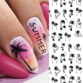 img 1 attached to 🌴 Tropical Palm Summer Tree 3D Nail Stickers - 2pcs Self-Adhesive Coconut Tree Manicure DIY Beauty Nail Decor Decal with Black Tropical Vibes - 2021 Palm Tree Nail Decals