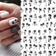 🌴 tropical palm summer tree 3d nail stickers - 2pcs self-adhesive coconut tree manicure diy beauty nail decor decal with black tropical vibes - 2021 palm tree nail decals logo