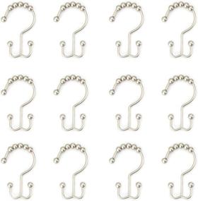 img 2 attached to Upgrade Your Shower with 2lbDepot Double Shower Curtain Hooks Rings - Brushed Nickel, Satin Finish, Premium Rust Resistant Stainless Steel, Set of 12