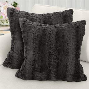 img 4 attached to 💤 Ct Home Co. 18x18 Throw Pillow Covers - Set of 2, Soft Faux Fur Decorative Pillowcase Sets, Luxury Home Décor Accent Square Pillows for Livingroom Sofa, Couch, Bedroom, Beds - Gray