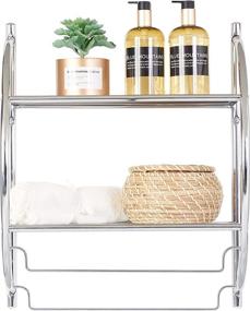 img 4 attached to 🛁 Oikos 2 Tier Floating Shelves: Wall Mounted Storage & Towel Bar for Stylish Chrome Bathroom Organization