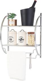 img 1 attached to 🛁 Oikos 2 Tier Floating Shelves: Wall Mounted Storage & Towel Bar for Stylish Chrome Bathroom Organization