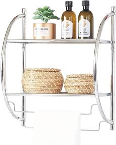 img 3 attached to 🛁 Oikos 2 Tier Floating Shelves: Wall Mounted Storage & Towel Bar for Stylish Chrome Bathroom Organization