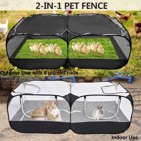 img 1 attached to 🐰 TACY Small Pet Animals Playpen: Spacious Chicken Run Coop with Breathable Transparent Mesh Walls - Ideal Outdoor Exercise Yard for Guinea Pig, Rabbits, and More!