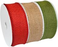 🎀 30-yard morex ribbon holiday burlap ribbon, 1-1/2 inch, natural/green/red logo