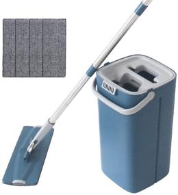 img 4 attached to 🧹 WEWLINE 360° Flexible Head Stainless Steel Handle Flat Floor Mop and Bucket with Dry & Wet Bucket, 4-Washable & Reusable Microfiber Pads – Perfect for Home Kitchen Cleaning