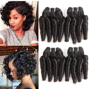 img 4 attached to 🔥 Molefi Brazilian Funmi Hair: 4 Bundles Loose Wave Spiral Curl Hair Extensions for Short Curly Weave - 9A Unprocessed Brazilian Human Hair
