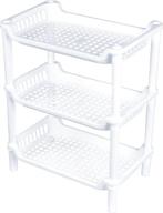 📦 white rectangular 3-tier desktop storage rack for office, kitchen, bedroom, bathroom by ranmok logo