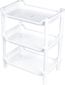 img 4 attached to 📦 White Rectangular 3-Tier Desktop Storage Rack for Office, Kitchen, Bedroom, Bathroom by Ranmok