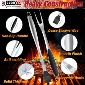 img 2 attached to Leonyo Grill Tools Set: 6-Piece Extra-Long, 18-Inch BBQ Accessories