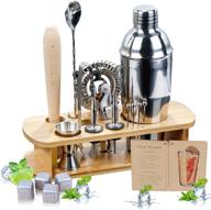 🍹 fayavoo 18-piece bartender kit with bamboo stand - includes martini shaker, cocktail recipes, whiskey stones - perfect for cold drink mixing bar tools, professional home bar party bartender set logo