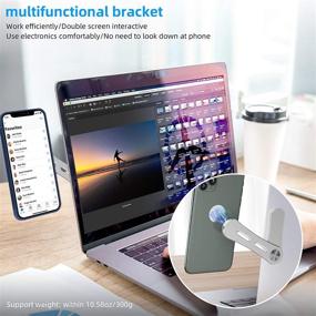 img 3 attached to 📱 Slim Magnetic Cellphone Mount for Laptop and Monitor, Improved Office Efficiency as Safty Cellphone Stand (Silver)