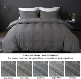 img 1 attached to 🛏️ Gray Seersucker Stripe Duvet Cover King Size - Soft Textured Quilt Cover Set with Zipper Closure, Breathable Comforter Cover, Includes 1 Duvet Cover + 2 Pillow Shams - Washable and Stylish