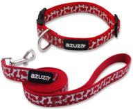 🐾 azusa adjustable nylon dog collar and leash set with foil printing, matching dog bone pattern, ideal for small, medium and large dogs logo