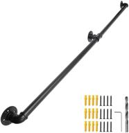 6.6ft staircase handrail scieo with 3 wall mount support, industrial loft round 🔒 corner pipe banister, metal galvanized steel grab bar hand railing for indoor outdoor deck, black logo