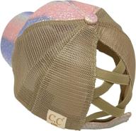 c.c kids ponytail cap: stylish baseball visor hat with messy bun and ponytail feature for ages 2-5 logo