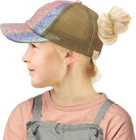 img 2 attached to C.C Kids Ponytail Cap: Stylish Baseball Visor Hat with Messy Bun and Ponytail Feature for Ages 2-5