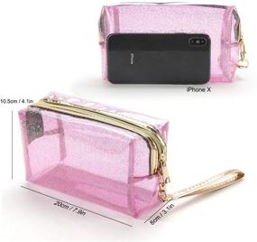 img 2 attached to Set of 4 Waterproof Transparent PVC Zippered Toiletry Bags with 🛁 Handle Strap, Portable Clear Makeup Pouches for Organizing Bathroom and Vacation Essentials