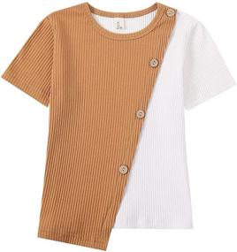 img 4 attached to 👚 Short Sleeve Ribbed Cotton T-Shirts for Girls - WELAKEN Girls' Clothing