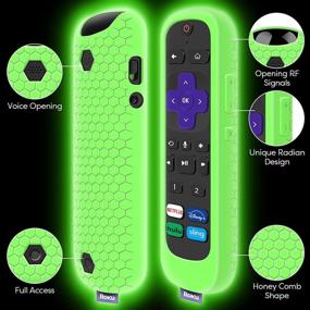 img 2 attached to Чехол для Roku Voice Remote Pro - Ультра 2020/2019/2018 силиконовый защитный чехол для пульта управления - задний чехол - универсальная сменная оболочка - защита батареи (свечение зеленым)