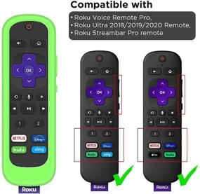 img 3 attached to Чехол для Roku Voice Remote Pro - Ультра 2020/2019/2018 силиконовый защитный чехол для пульта управления - задний чехол - универсальная сменная оболочка - защита батареи (свечение зеленым)