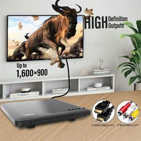 img 3 attached to Slim Design Region Free DVD Player for TV, Ultra-Thin Colourful HD Pixels with HDMI/RCA Cable Included, USB Input, Remote Control, PAL/NTSC System for Playback Support
