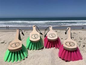 img 1 attached to 🌊 Versatile Surf Brush: Custom Wood Handled 8 Inch or 15 Inch with Green or Pink Bristles + Leash String