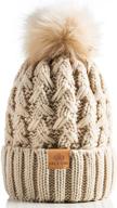 🧣 stay cozy & stylish: page one womens winter ribbed beanie crossed cap with chunky cable knit & pompom logo