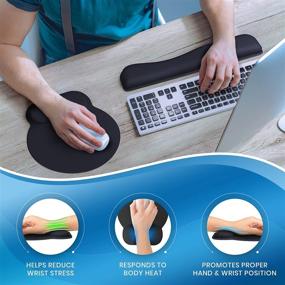 img 1 attached to Enhance Comfort and Support: Everlasting Comfort Mouse Pad with Wrist Support and Keyboard Wrist Rest - Ergonomic Gel Memory Foam Cushion for Carpal Tunnel Relief - Ideal for Computer, Laptop, Typing, and Gaming