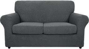 img 4 attached to 🛋️ Protective and Stylish Jacquard Loveseat Cover for Pet-Friendly Homes - MAXIJIN 3 Piece Non-Slip Couch Cover in Dark Gray