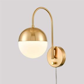 img 3 attached to 💡 Opulent Opal White Glass Shade Wall Sconce with Modern Gold Brass Finish - Perfect Plug-in Bathroom Vanity Lighting Solution