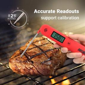 img 1 attached to 🌡️ BBQGO Kitchen Cooking Food Candy Thermometer, Digital Instant Read Meat Thermometer with Calibration, Magnet, Foldable Probe, Large Screen, BBQ Grill Thermometer