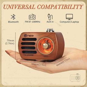 img 3 attached to 📻 PRUNUS R-818 Vintage Radio Retro FM Radio Small Portable Transistor Radio with Bluetooth Speaker, Rechargeable Battery Operated, Enhanced Bass, High Volume, AUX Support (Cherry)